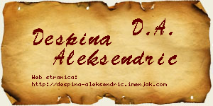 Despina Aleksendrić vizit kartica